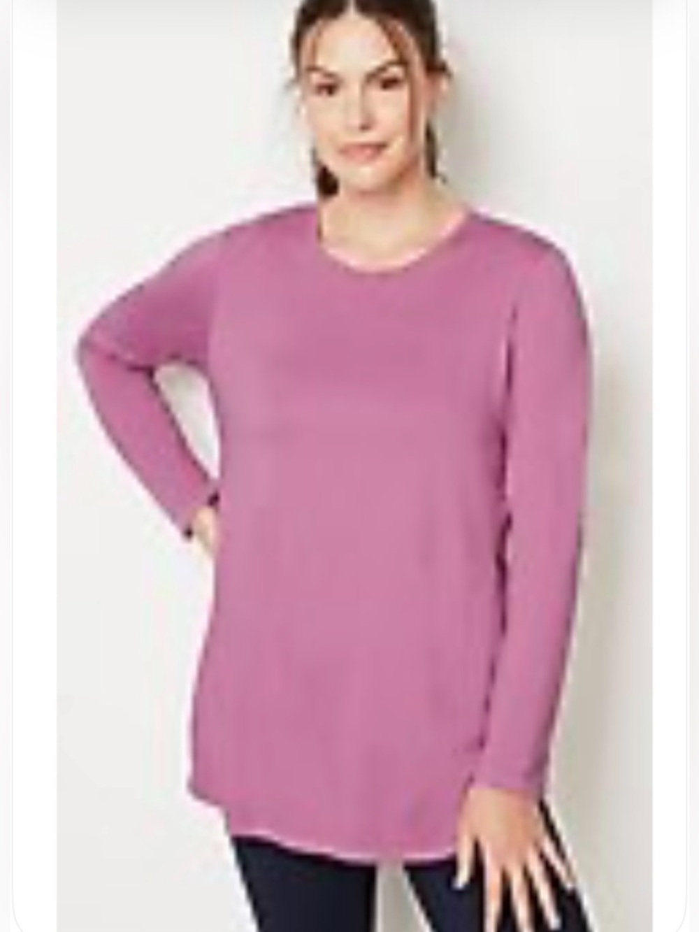 J Jill Fit Performance Thistle Long Sleeve Crewneck Tunic Tee Large